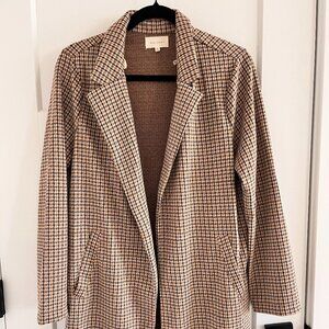 Classy Open Front Knit Coat in brown